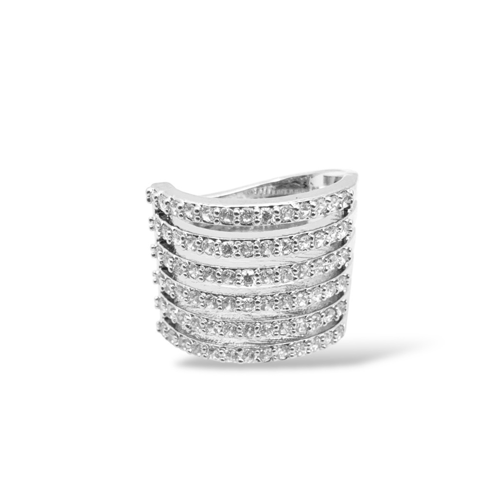 Ear Cuff Platinum Plated CZ Stone